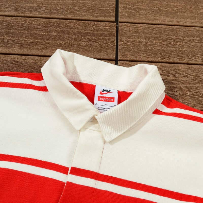 Camisa Nike x Supreme Stripe Rugby Vermelha/Branca