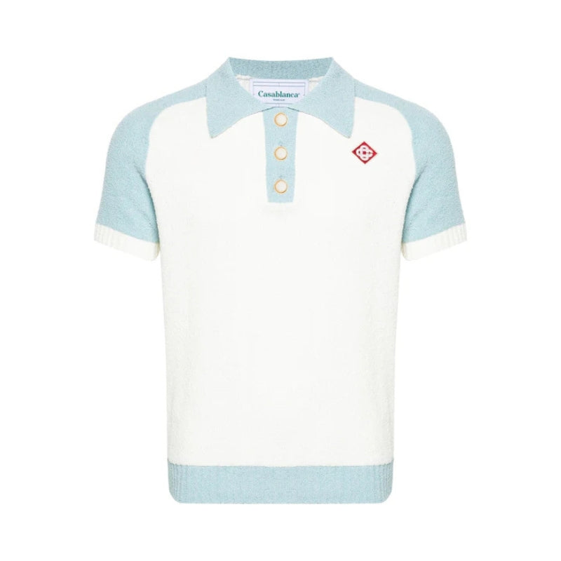 PRONTA ENTREGA - Polo Casablanca Raglan Boucle Branca e Azul