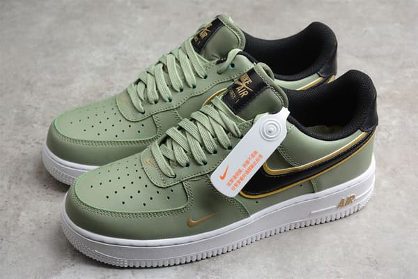 Tênis Nike Air Force 1 o Double Swoosh Olive Gold Black