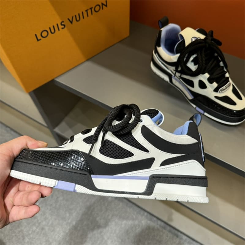Tênis Louis Vuitton LV Skate Black White Light Blue