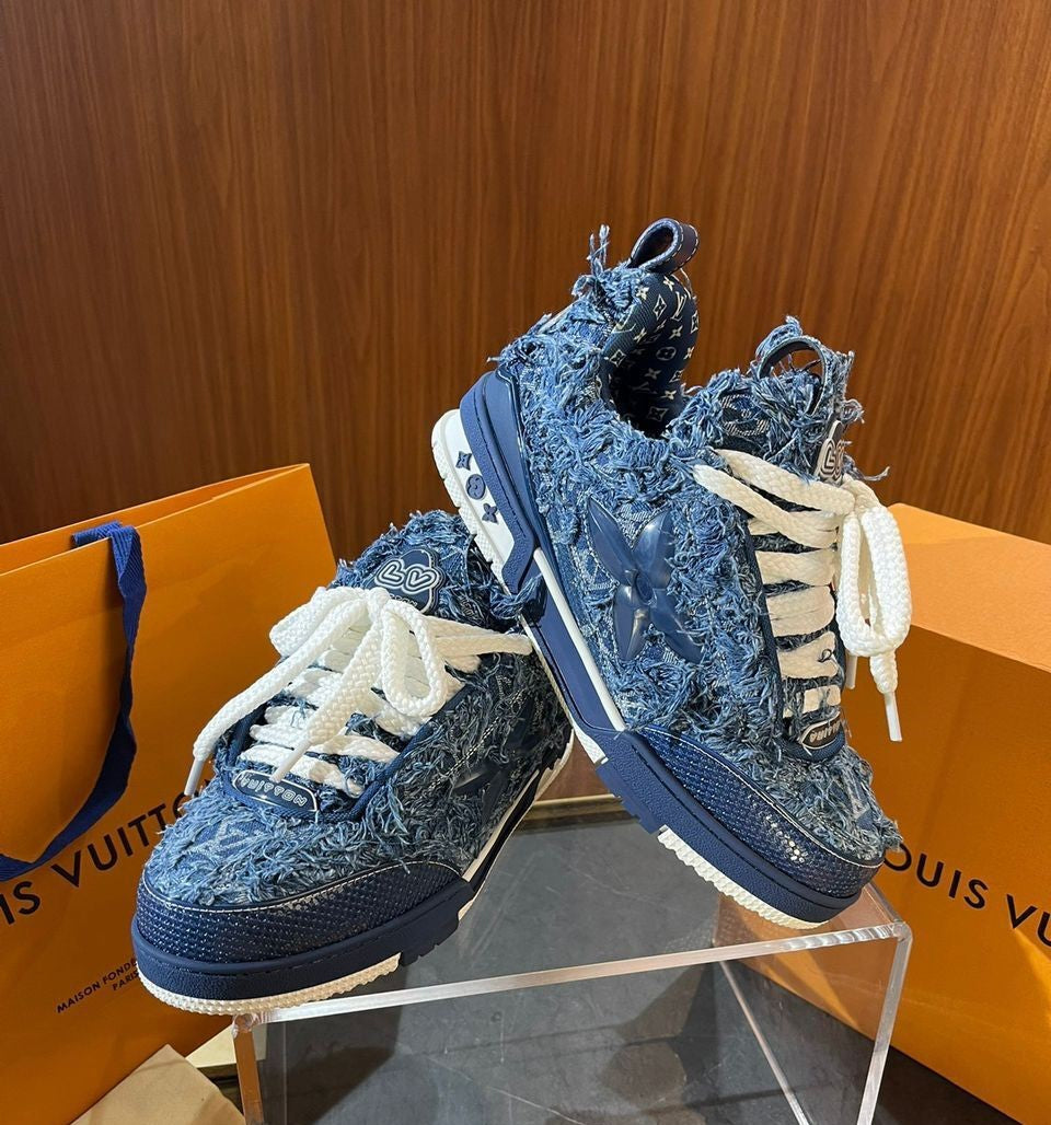Tênis Louis Vuitton LV Skate Blue Monogram Denim