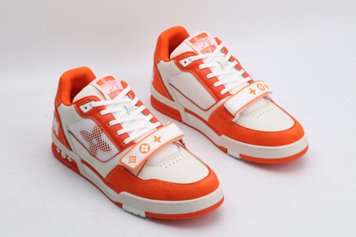 Tênis Louis Vuitton Trainer Monogram Denim Orange