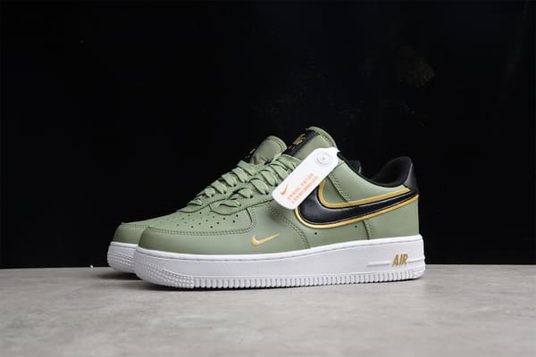 Tênis Nike Air Force 1 o Double Swoosh Olive Gold Black