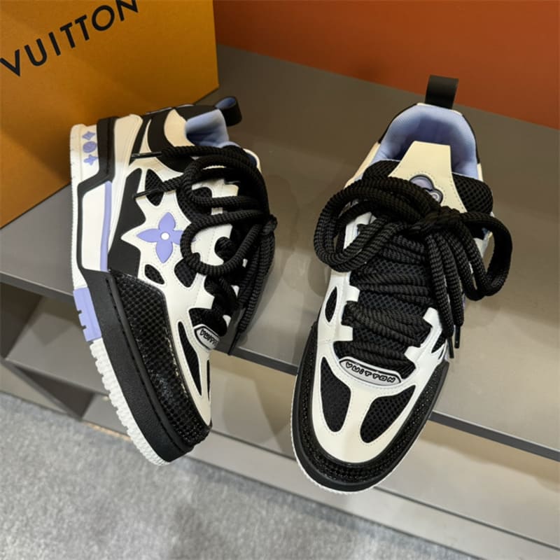 Tênis Louis Vuitton LV Skate Black White Light Blue