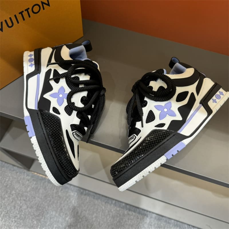 Tênis Louis Vuitton LV Skate Black White Light Blue