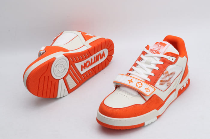 Tênis Louis Vuitton Trainer Monogram Denim Orange