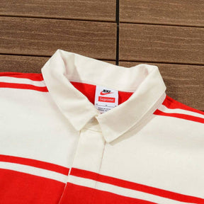 Camisa Nike x Supreme Stripe Rugby Vermelha/Branca
