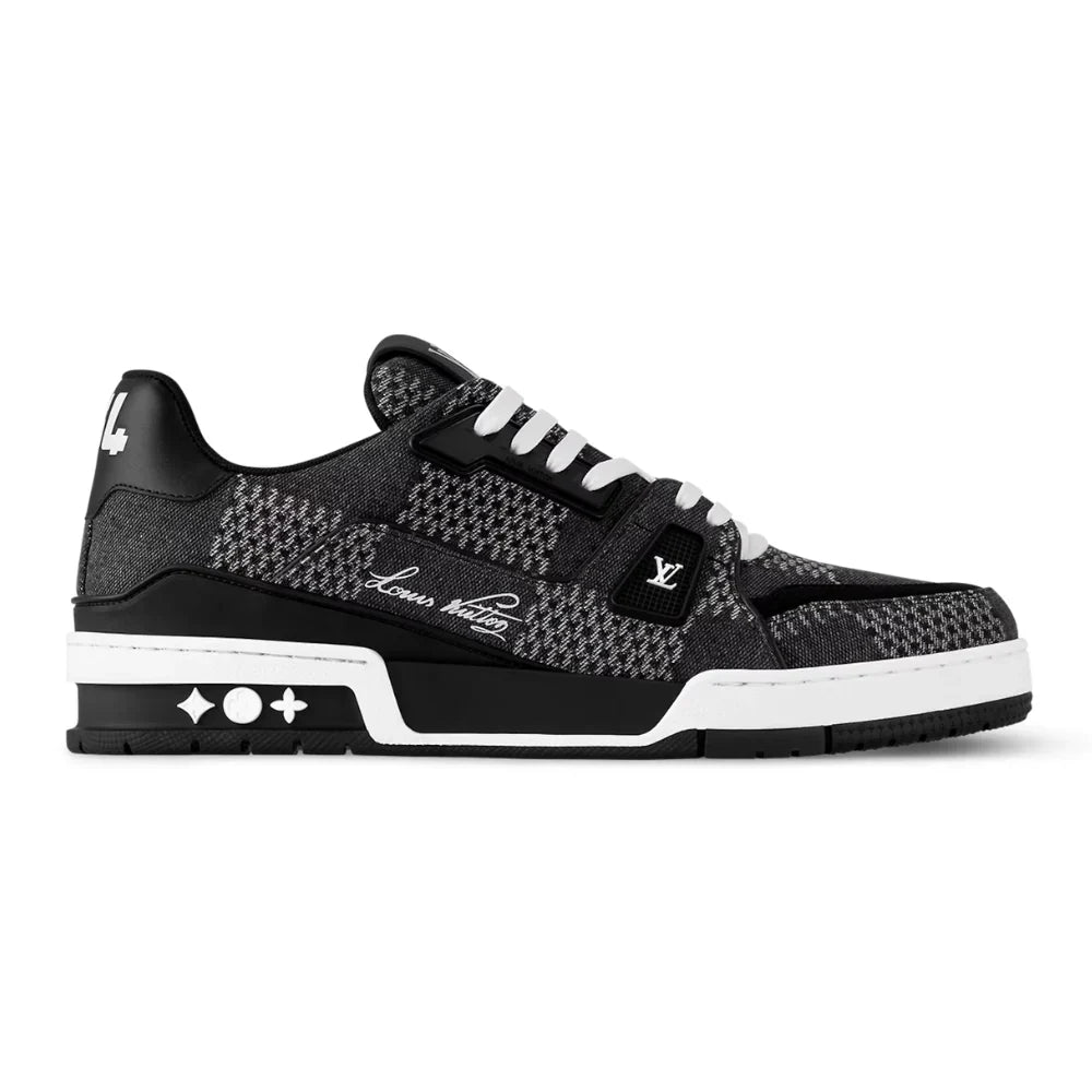 Tênis Louis Vuitton LV Trainer Black Damier 3D Denim
