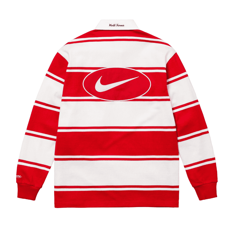 Camisa Nike x Supreme Stripe Rugby Vermelha/Branca