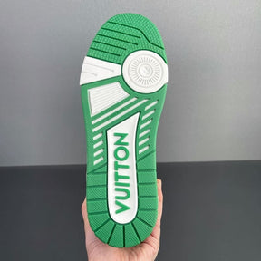 Tênis Louis Vuitton Trainer Green Monogram Denim White