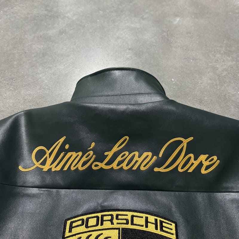 Jaqueta Aimé Leon Dore x Porsche 993 Turbo Racing Green 100% Couro