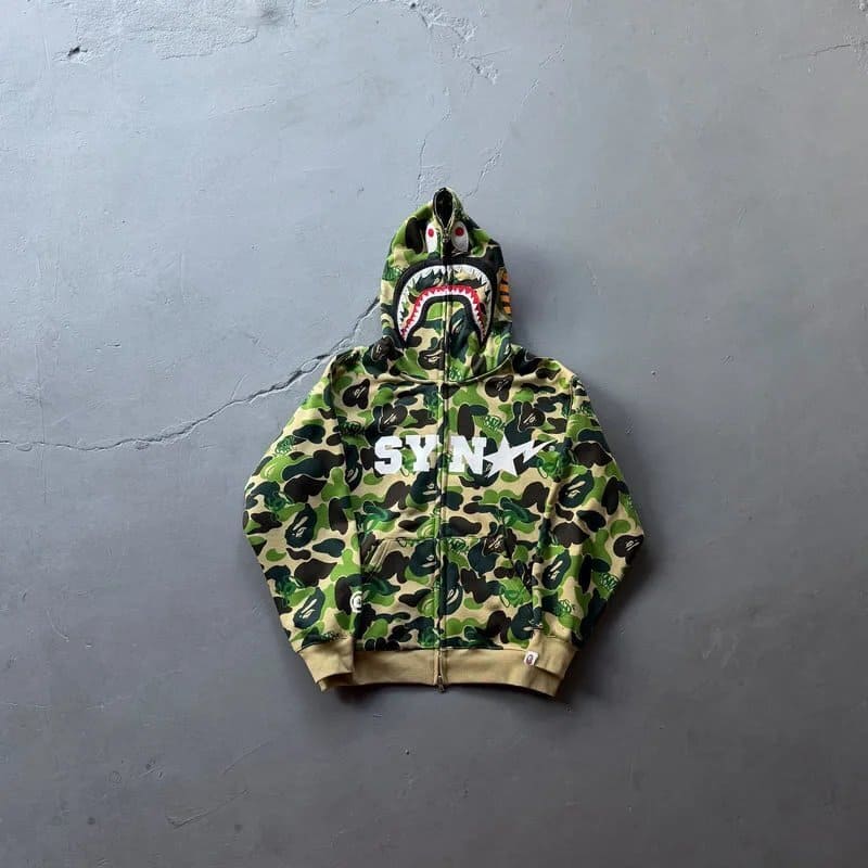Conjunto BAPE x SYNA By Central Cee x Spotfy Shark Camo Green