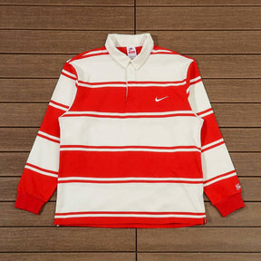 Camisa Nike x Supreme Stripe Rugby Vermelha/Branca
