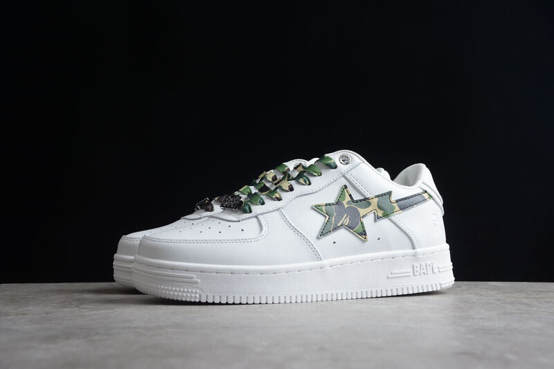 Tênis A Bathing Ape Bape Sta Low White ABC Camo Green