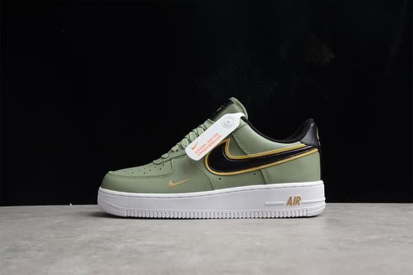 Tênis Nike Air Force 1 o Double Swoosh Olive Gold Black