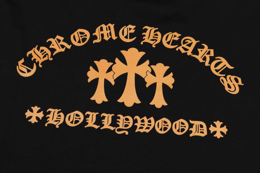 Camiseta Chrome Hearts Triple Cross Hollywood Preta/Laranja