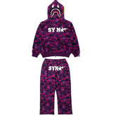 Conjunto BAPE x SYNA By Central Cee x Spotfy Shark Camo Purple