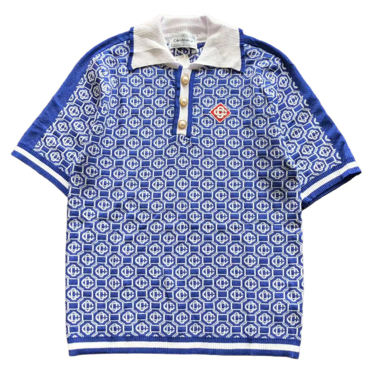 PRONTA ENTREGA - Polo Casablanca Logo Lurex Jacquard Azul