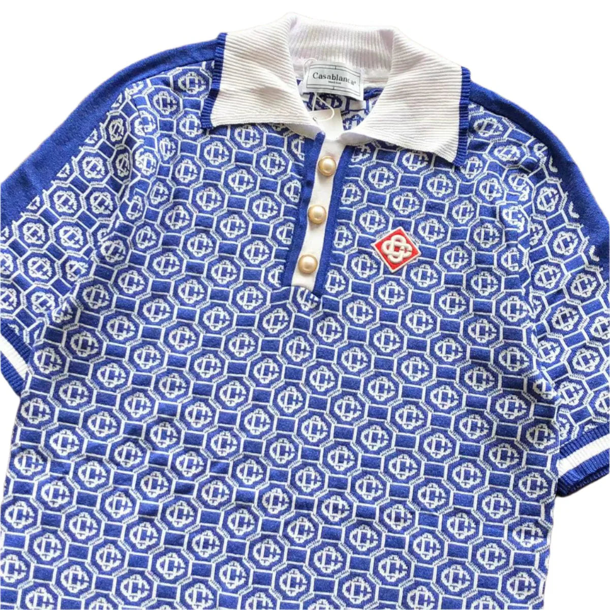PRONTA ENTREGA - Polo Casablanca Logo Lurex Jacquard Azul