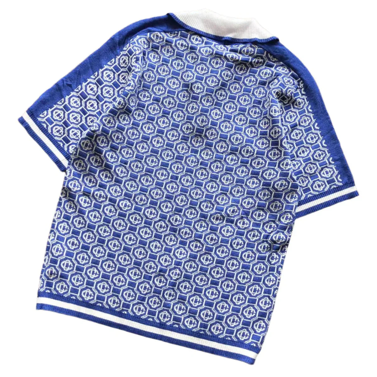 PRONTA ENTREGA - Polo Casablanca Logo Lurex Jacquard Azul