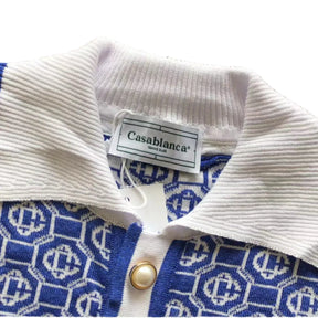PRONTA ENTREGA - Polo Casablanca Logo Lurex Jacquard Azul