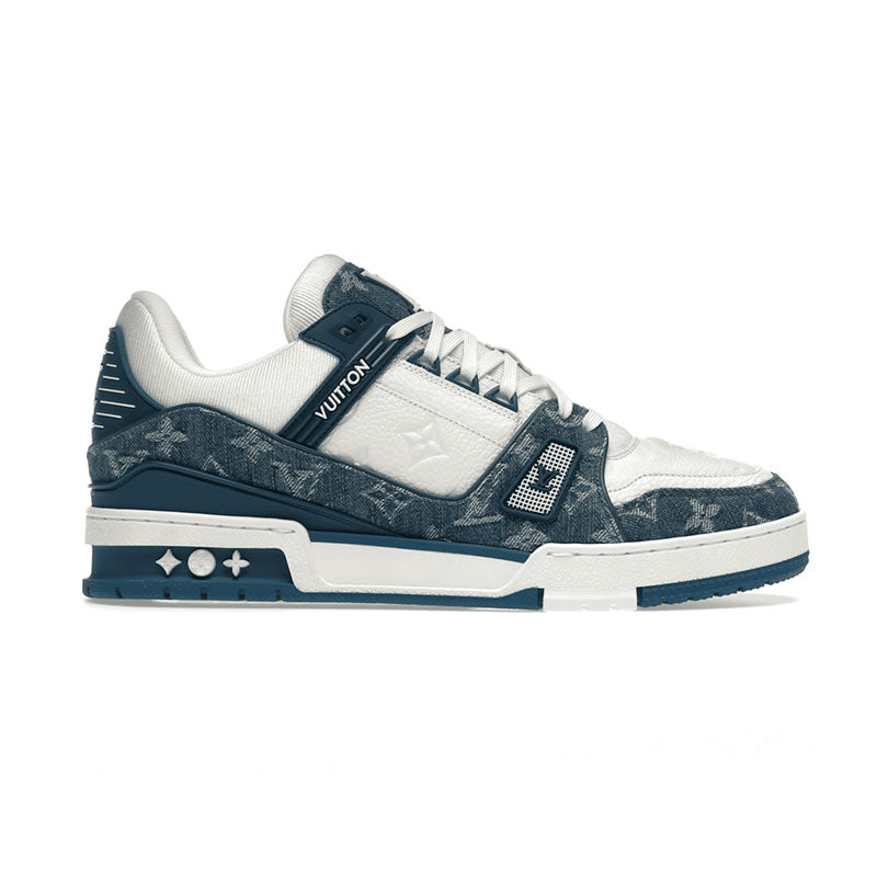 Tênis Louis Vuitton LV Trainer Monogram Denim White Blue