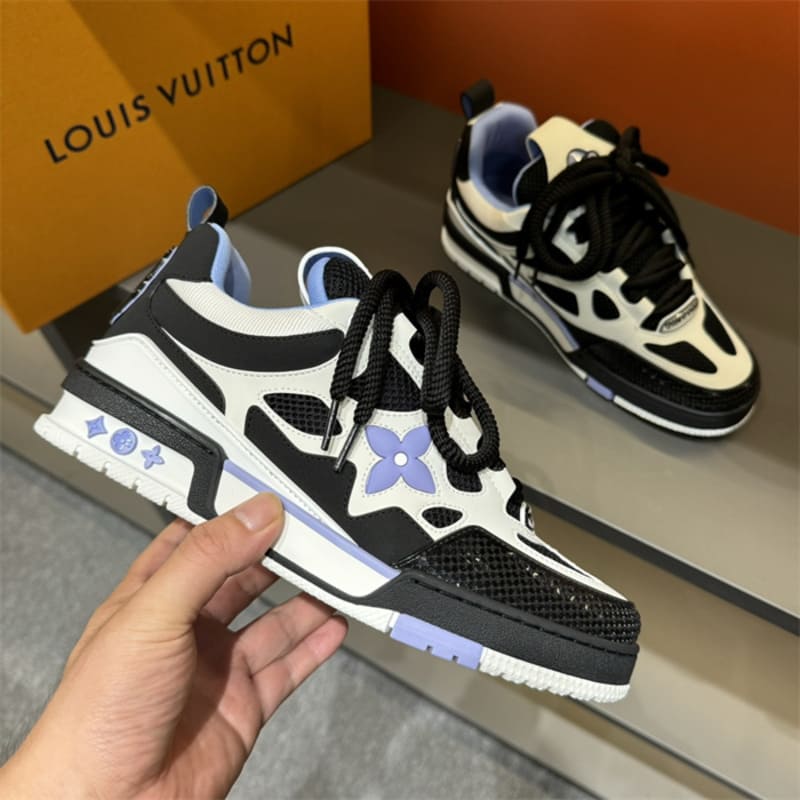 Tênis Louis Vuitton LV Skate Black White Light Blue