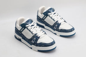 Tênis Louis Vuitton LV Trainer Monogram Denim White Blue
