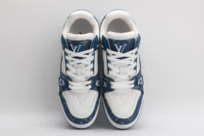 Tênis Louis Vuitton LV Trainer Monogram Denim White Blue
