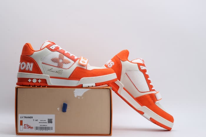 Tênis Louis Vuitton Trainer Monogram Denim Orange