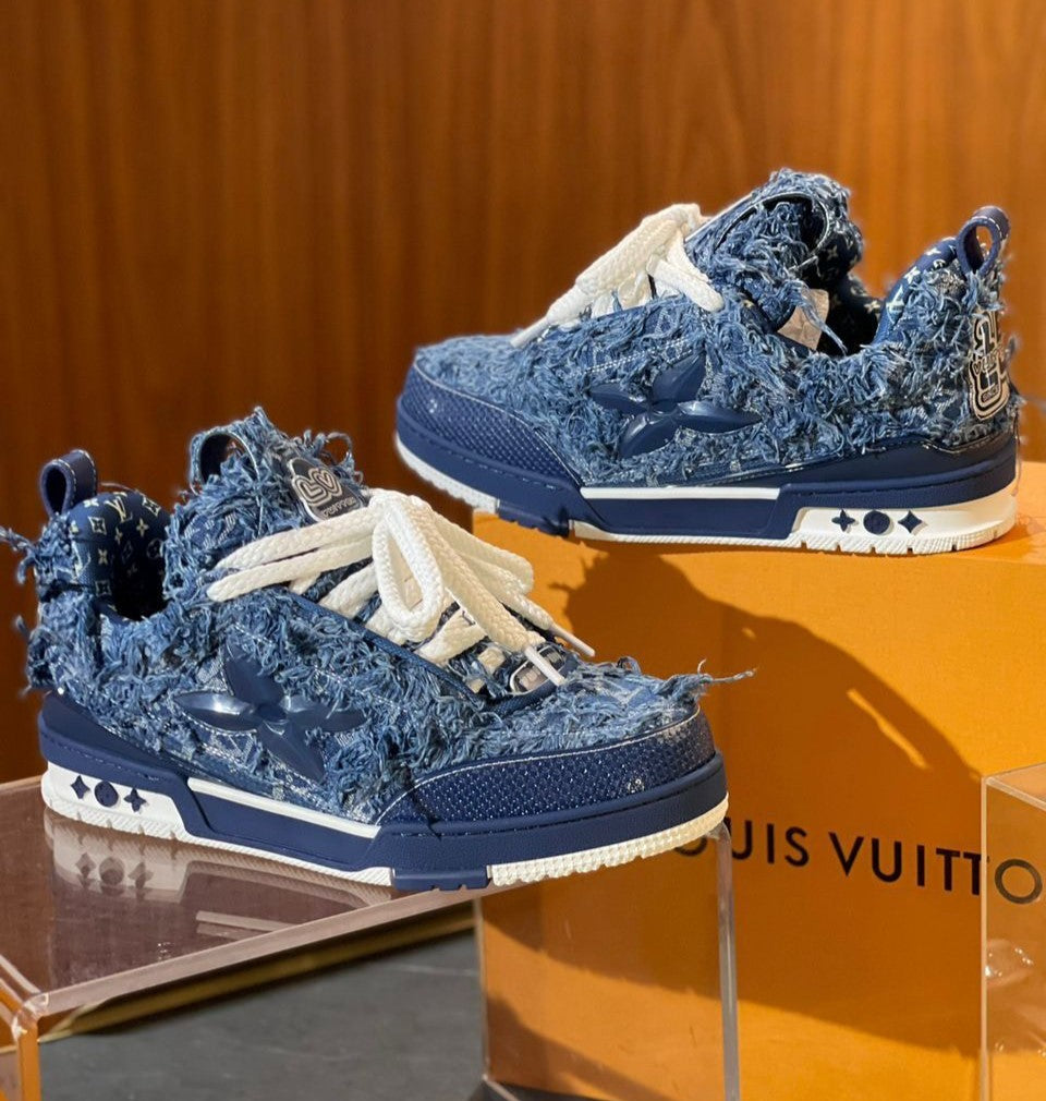 Tênis Louis Vuitton LV Skate Blue Monogram Denim
