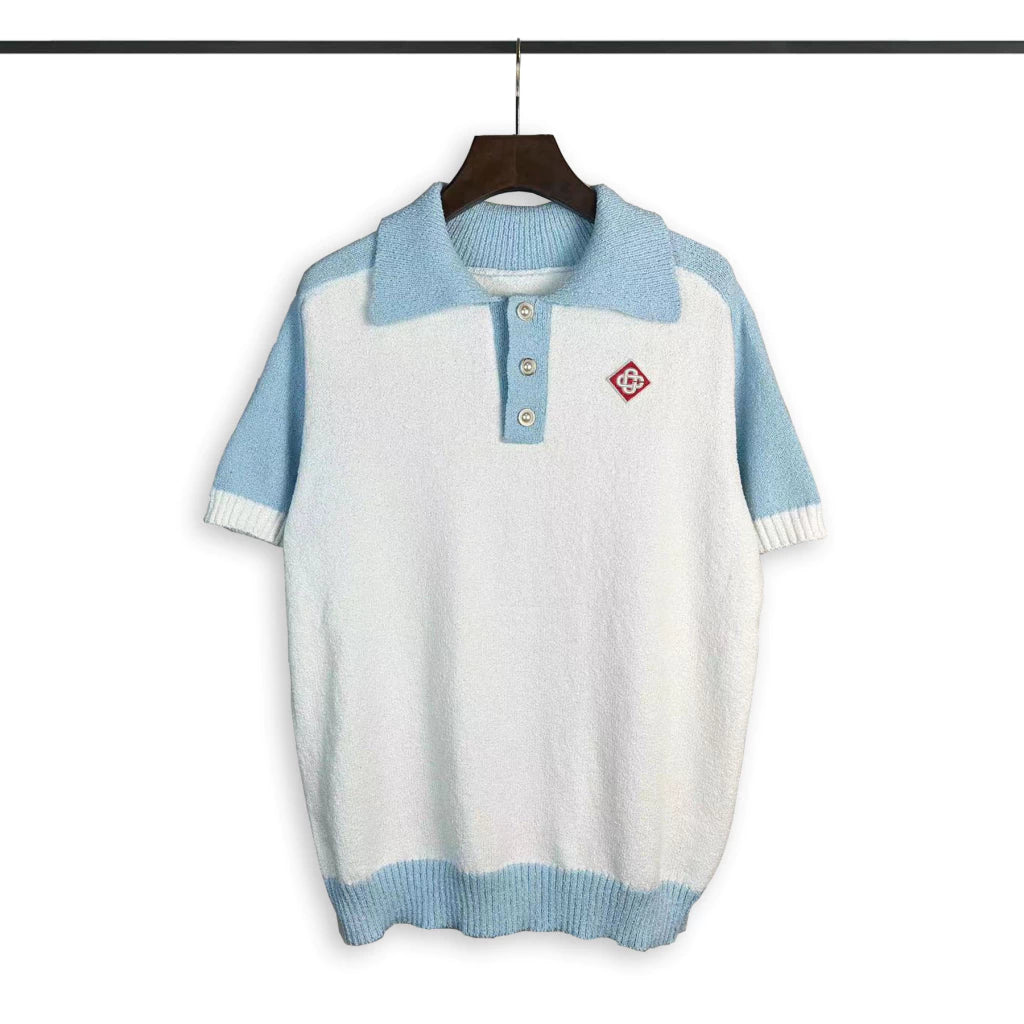 PRONTA ENTREGA - Polo Casablanca Raglan Boucle Branca e Azul