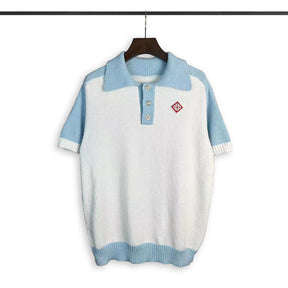 PRONTA ENTREGA - Polo Casablanca Raglan Boucle Branca e Azul